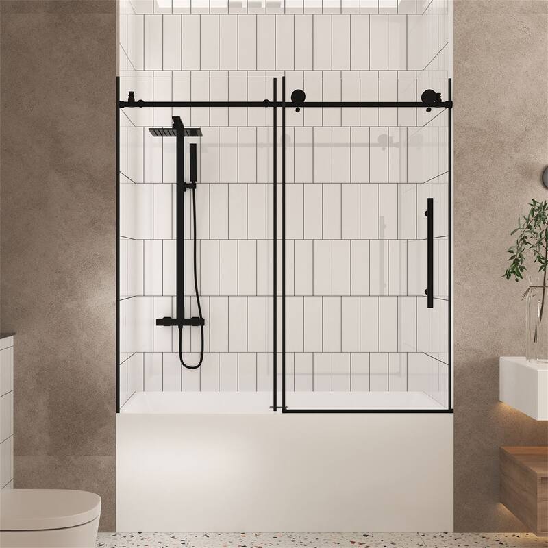 60"W x 60" H Frameless Shower Door with 1/4 "Tempered Glass,Handle