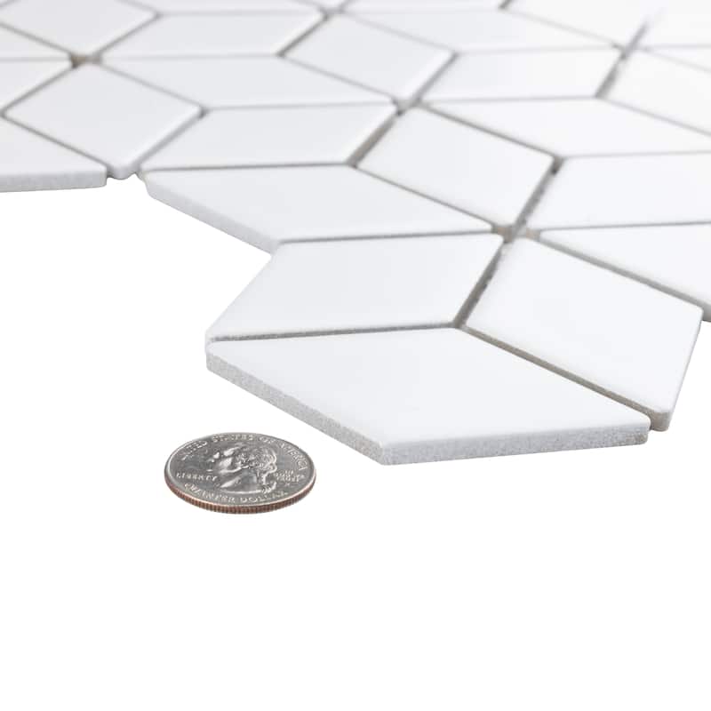Merola Tile Hudson Rhombus Matte White 10-1/4" x 11-3/4" Porcelain Mosaic Floor and Wall Tile