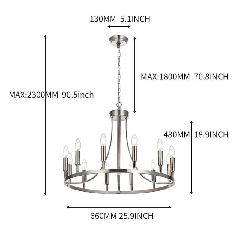 12-Light Modern Farmhouse Chandelier