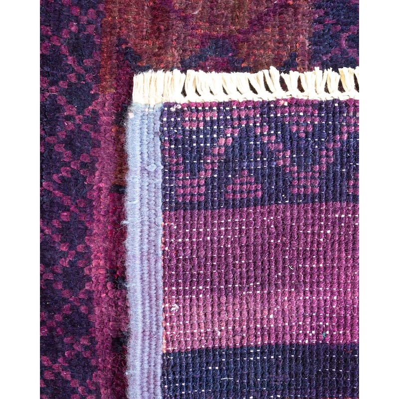 Overton Hand Knotted Wool Vintage Inspired Modern Contemporary Modern Purple Area Rug - 6' 1" x 8' 9"
