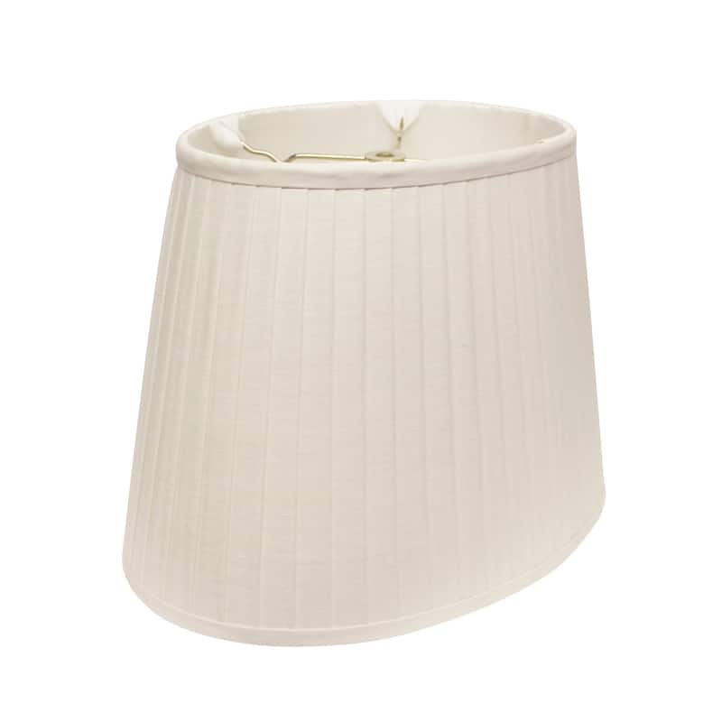 HomeRoots 14" White Slanted Oval Linen Lampshade - 14