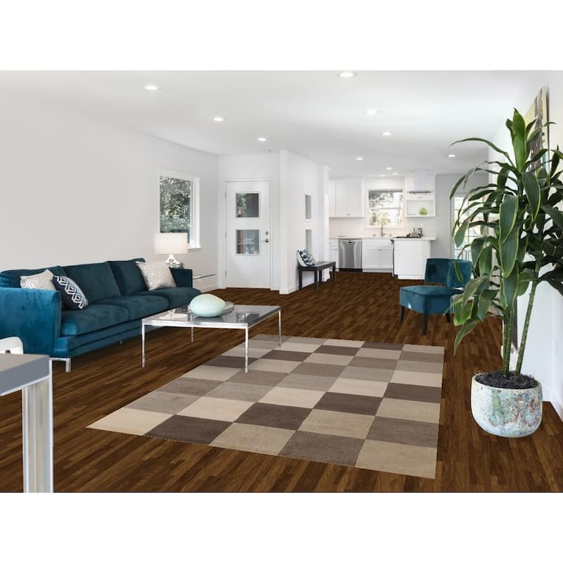 Checkered Gabbeh Indian Area Rug Handmade Wool Carpet - 5'3" x 7'7"