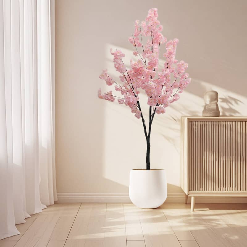 Artificial Pink Fake Flower Tree, Cherry Blossom Tree for Home Office Decor - 6 Ft