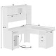 preview thumbnail 35 of 47, L Shaped Desk with File Cabinet and Hutch, Home Office Corner Computer Desk with Drawers and Charge Station