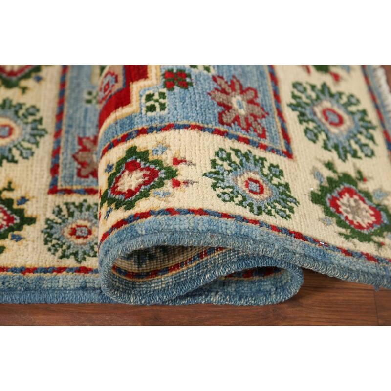 Light Blue Kazak Oriental Accent Rug Hand-Knotted Wool Carpet - 2'1" x 3'0"