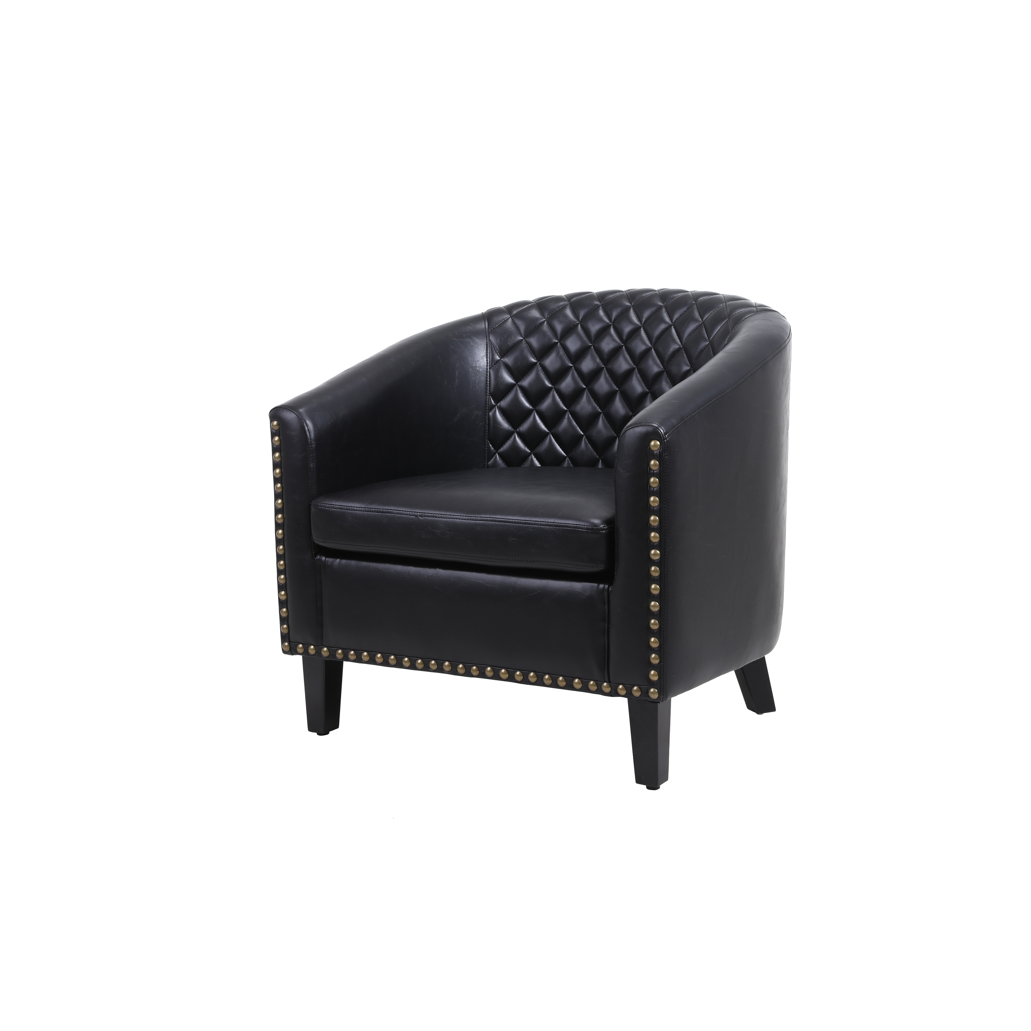 Black leather best sale barrel chair