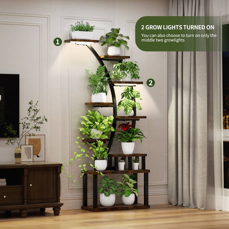 Versatile Indoor Plant Stand with Adjustable Lights and Sturdy Construction