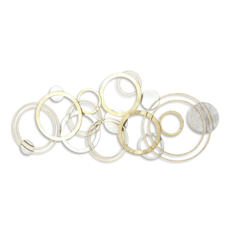Handmade Multi Ring Wall Decoration - 44" - Gold and Silver