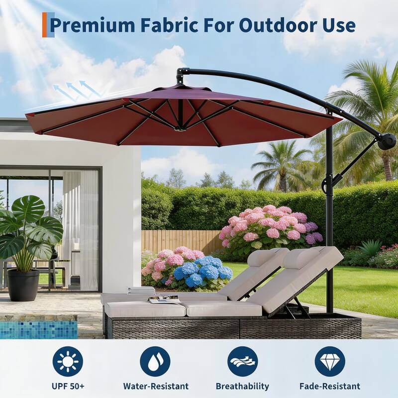 10 ft Offset Patio Umbrella, with with Easy Lift & Tilt Adjustment