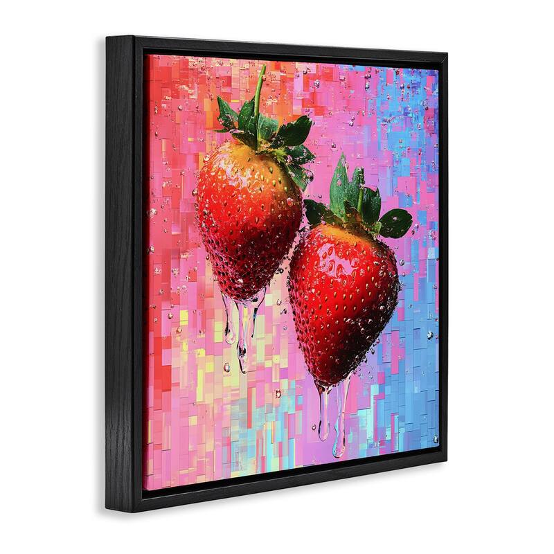 Stupell Lush Strawberries with Water Drip Framed Floater Canvas Wall Art Design By LSR Creative Studio