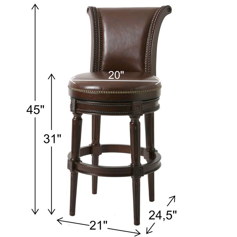 New Ridge Home Chapman 31in. Bar-Height Swivel Barstool with High-Back, Distressed Walnut Finish