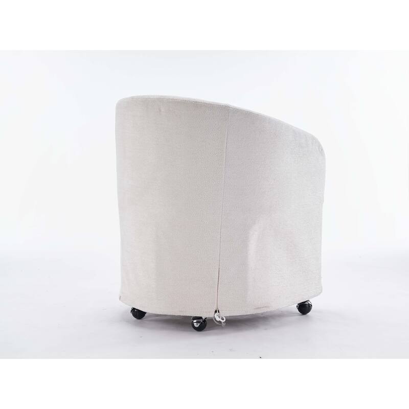 Fabric Dining Armchair With Back Cushion and Universal Wheels