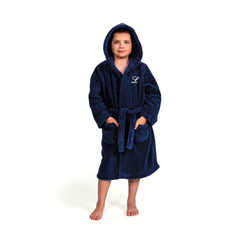 Sweet Kids 100% Polyester SUPER PLUSH Double Brushed Hooded Bathrobe with White Script Monogram