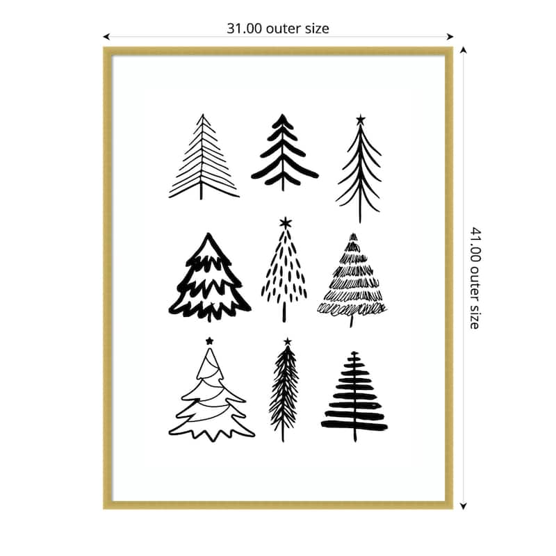 Christmas Trees 3 by Kristina N. Wood Framed Wall Art Print - 31 x 41 in