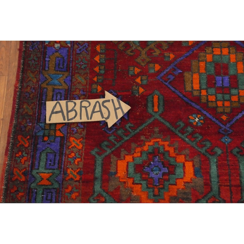 Hand Knotted Oriental 100% Wool Carpet Traditional Tribal Red Ardebil Runner Rug - 10' 6'' X 3' 10''
