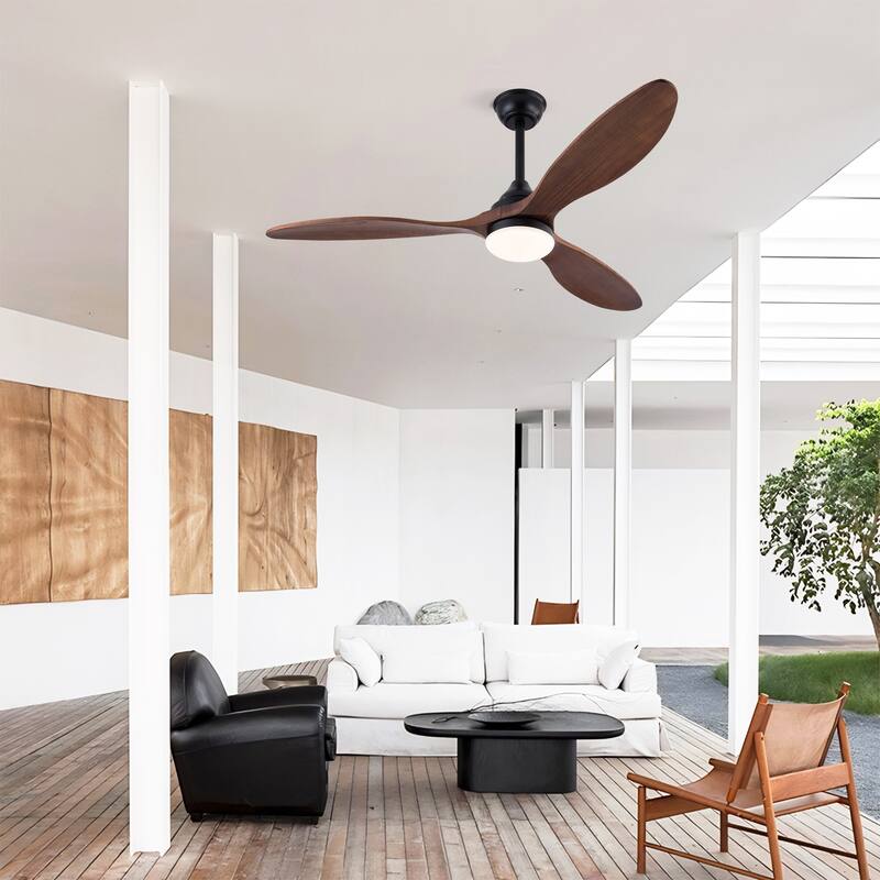 52 Inch Ceiling Fans With Lights, Dimmable LED, 3 Solid Wood Blades, Ceiling Fan with Remote Control Reversible DC Motor