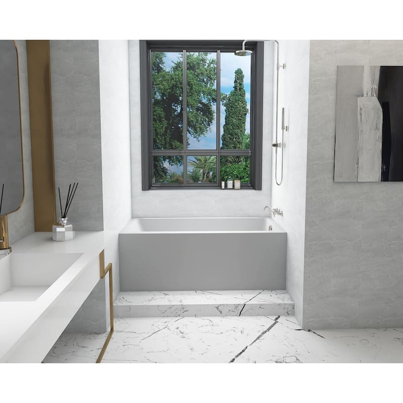 Indigo Home Alcove Soaking Bathtub 30x60 inch Right Drain in Glossy White