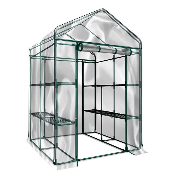 Walk-in 2 Tier 8 Shelf Portable Lawn and Garden Greenhouse