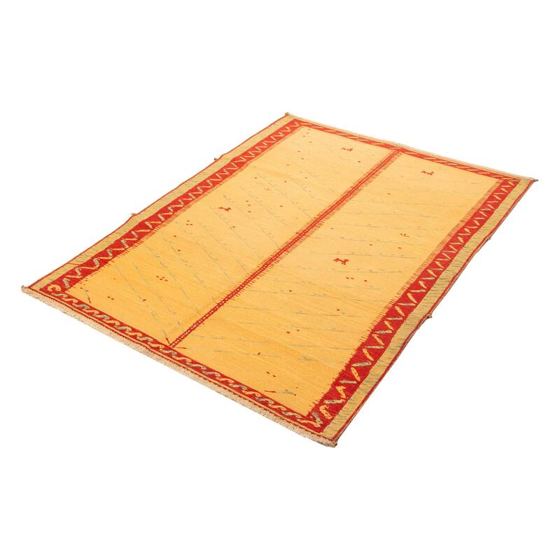 ECARPETGALLERY Flat-Weave Kashkuli Light Orange Wool Tapestry Kilim - 5'8 x 7'9