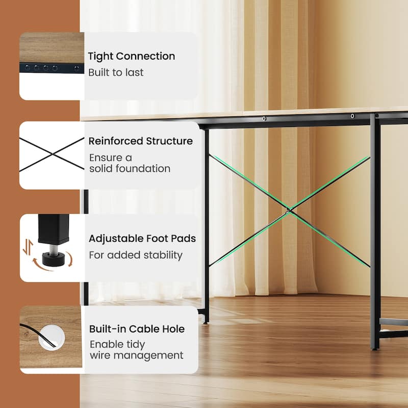 Gymax 95'' L-Shaped Reversible Computer Desk 2-Person Long Table