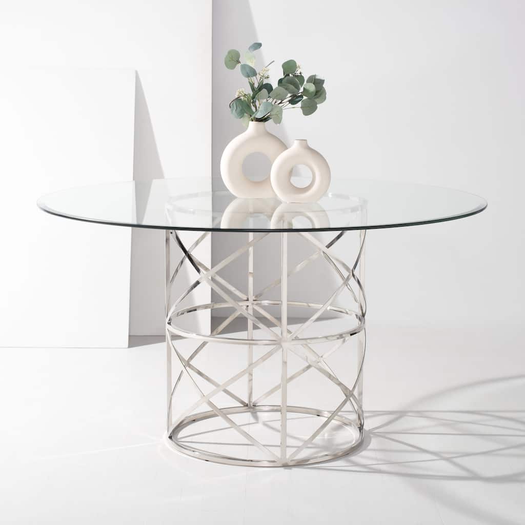 SAFAVIEH Couture Ren 54-inch Glass Top Dining Table - 54"W x 54"D x 30"H