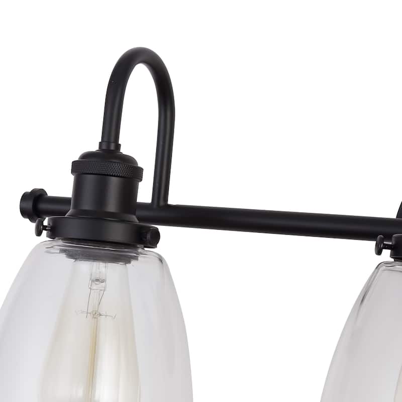 Aester Matte Black 3-Light Cone Glass Shade Wall Sconce