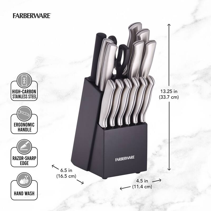 Farberware 15 Piece Knife Set with Block - N/A