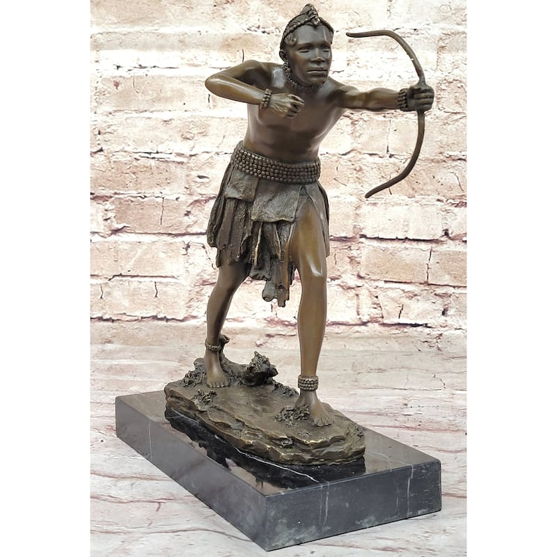 Mayan Aztec Inca Native Mesoamerican South American Archer Warrior Bronze Sculpture