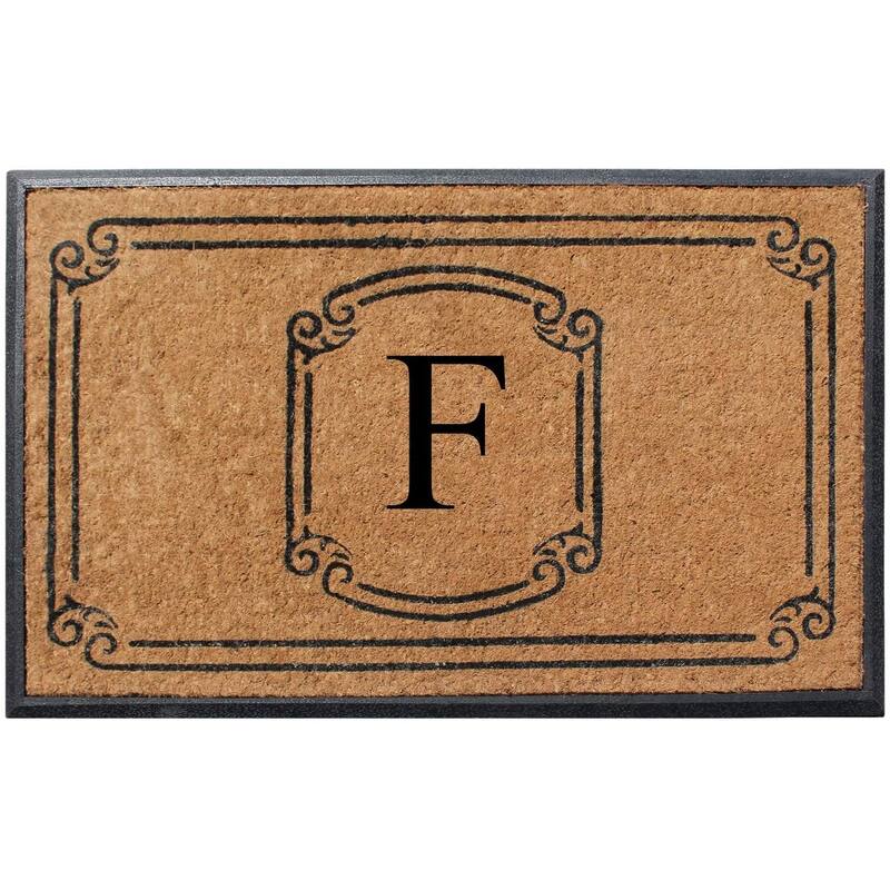A1HC Natural Coir Monogrammed Door Mat For Front Door, 30"x48" - F
