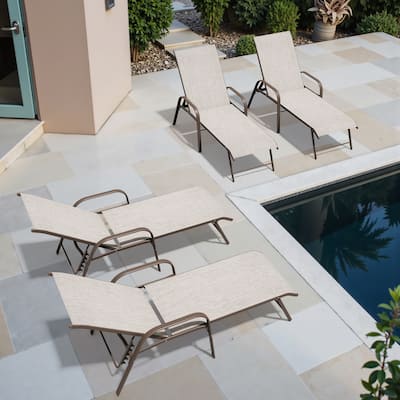 Set of 2/4 Outdoor Aluminum Chaise Lounge Chairs with Adjustable Backrest
