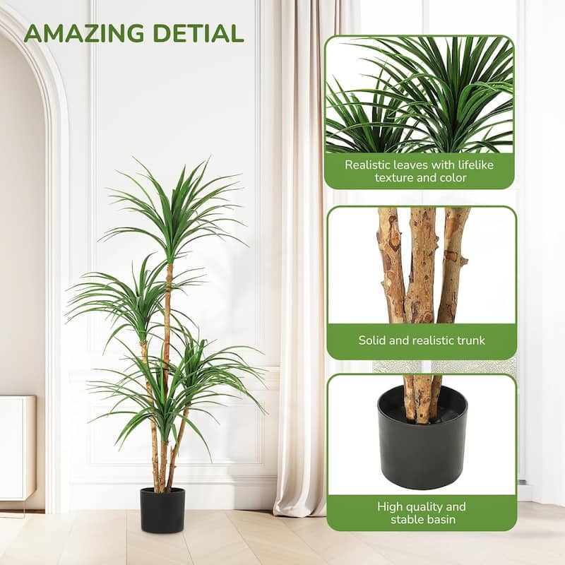 Artificial Dracaena Tree, Realistic Fake Dracaena Plant for Home Decor