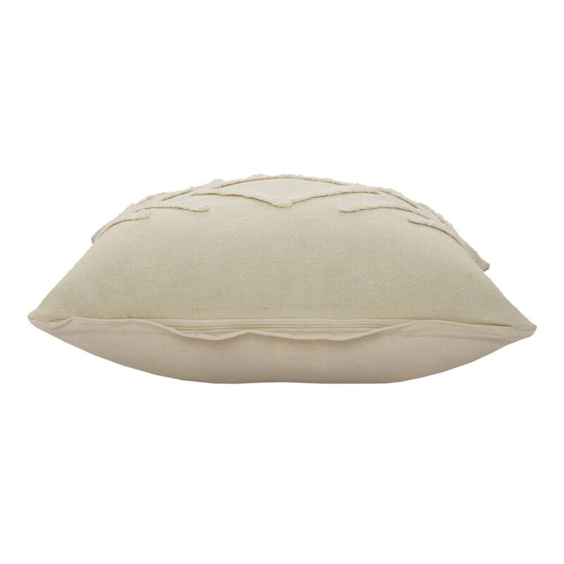 Handmade Diamond Overtufted Cotton Throw Pillows - 20" - Cream - Set of 2