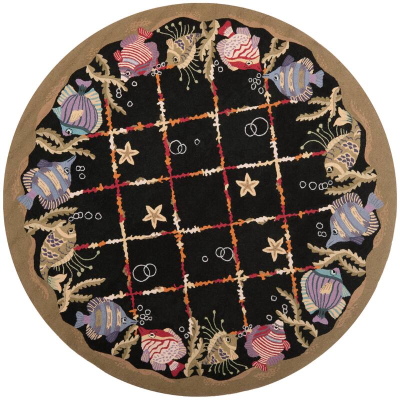 SAFAVIEH Handmade Chelsea Dorlies French Country Wool Rug - 8' Round - Black