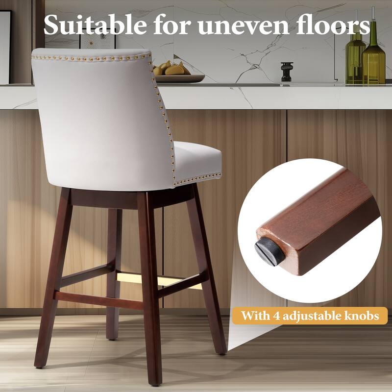 30.6'' H Indoor Solid Wood Swivel Bar Stool with Back Set of 2 or 4