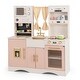 preview thumbnail 2 of 5, Kids Kitchen Playset with Microwave and Coffee Maker for Ages 3+-Pink - 40" x 13.5" x 43" (L x W x H)