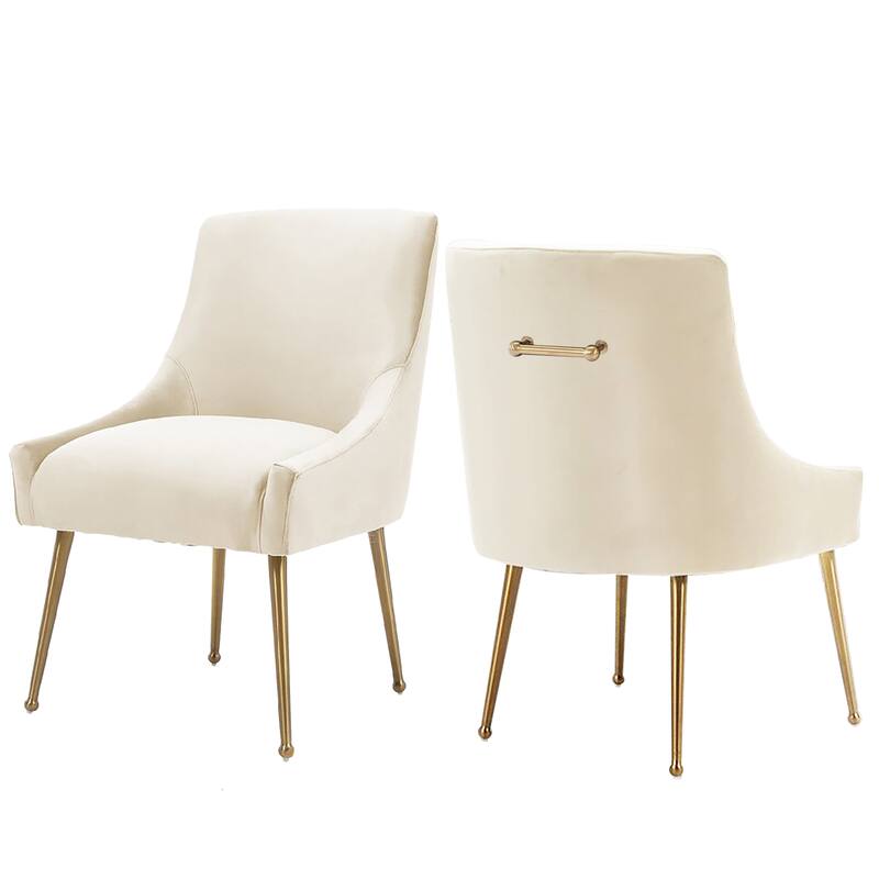Clihome Stainless Steel Frame Dining Velvet Side Chairs(Set of 2)