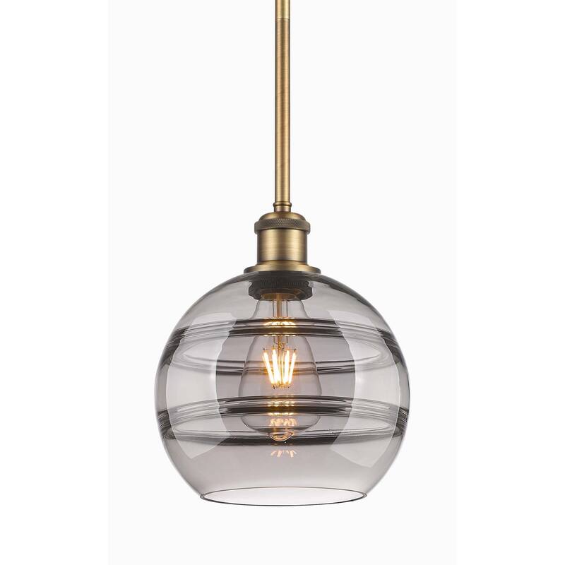 Innovations Lighting 516-1S-10-8 Rochester Pendant Rochester 8" Wide - Brushed Brass / Light Smoke