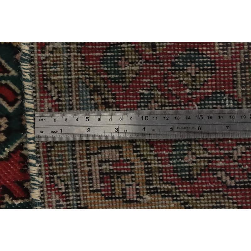 Hand Knotted Oriental 100% Wool Carpet Traditional Floral Red Tabriz Runner Rug - 10' 6'' X 2' 0''