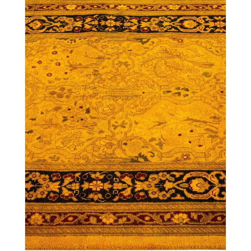 Overton Hand Knotted Wool Vintage Inspired Modern Contemporary Overdyed Gold Runner Rug - 2' 7" x 8' 0"