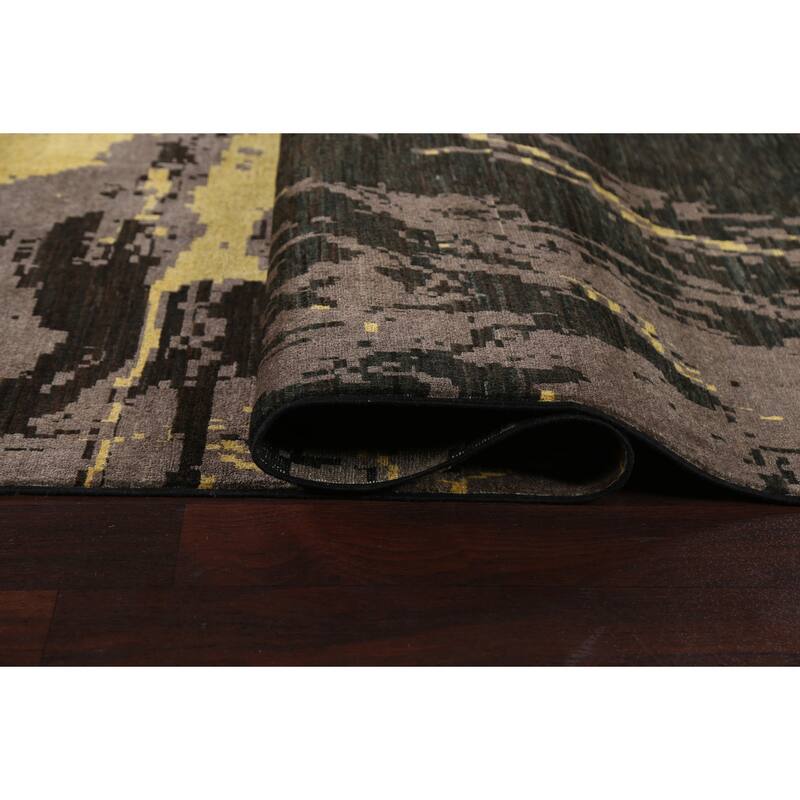 Vegetable Dye Abstract Contemporary Area Rug Hand-knotted Wool Carpet - 9'9" x 12'9"