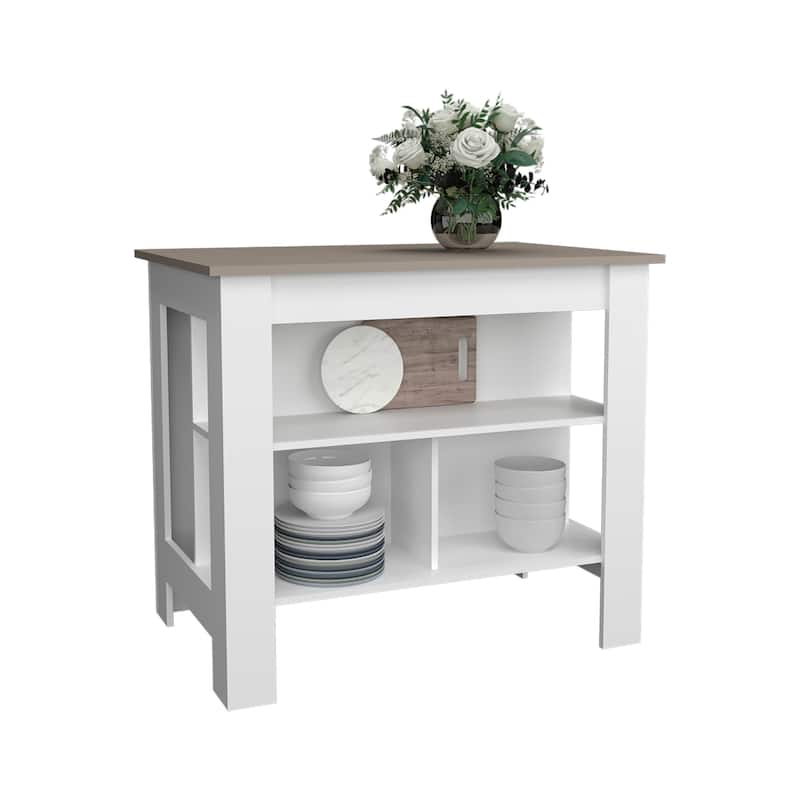 Kitchen Island 35.4" H, with 3 Shelves