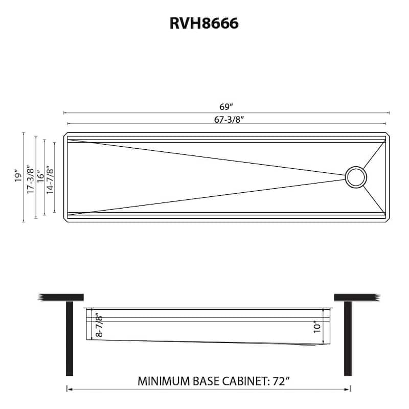 Ruvati 69-inch Workstation Two-Tiered Ledge Kitchen Sink Undermount 16 Gauge - RVH8666