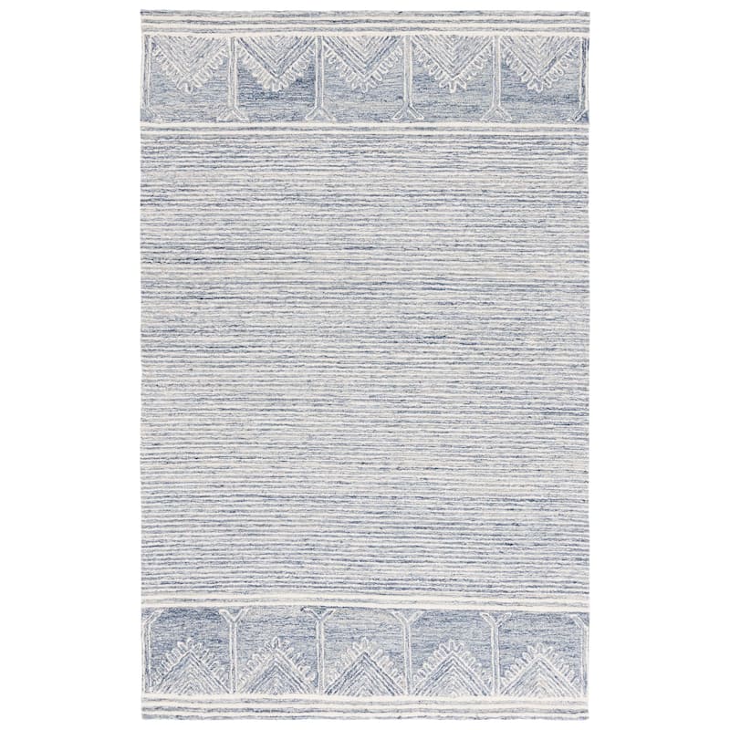 SAFAVIEH Handmade Pine Nevena Modern Wool Rug - 6' Square - Blue/Ivory