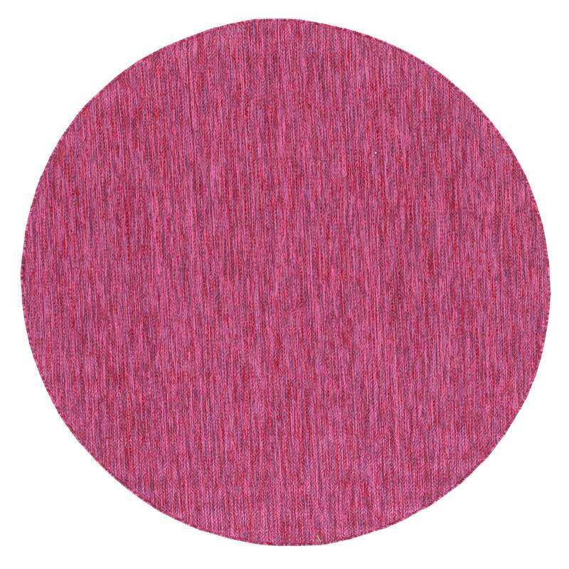 SAFAVIEH Courtyard Lumturie Indoor/Outdoor Waterproof Patio Rug - 6'7" Round - Red