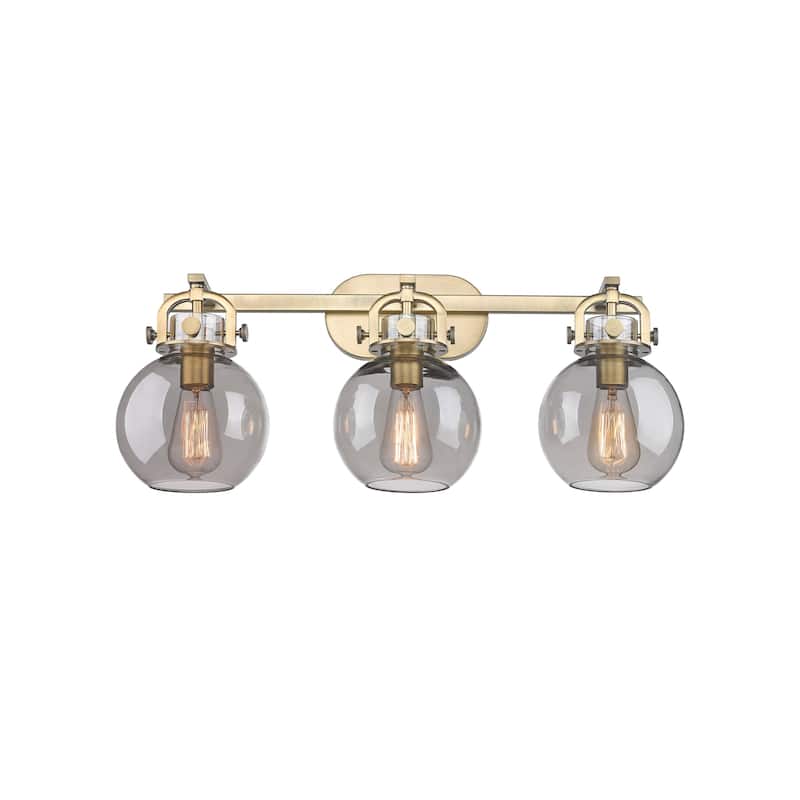 Innovations Lighting 410-3W-12-27 Newton Sphere Vanity Newton Sphere 3 - Brushed Brass / Plated Smoke