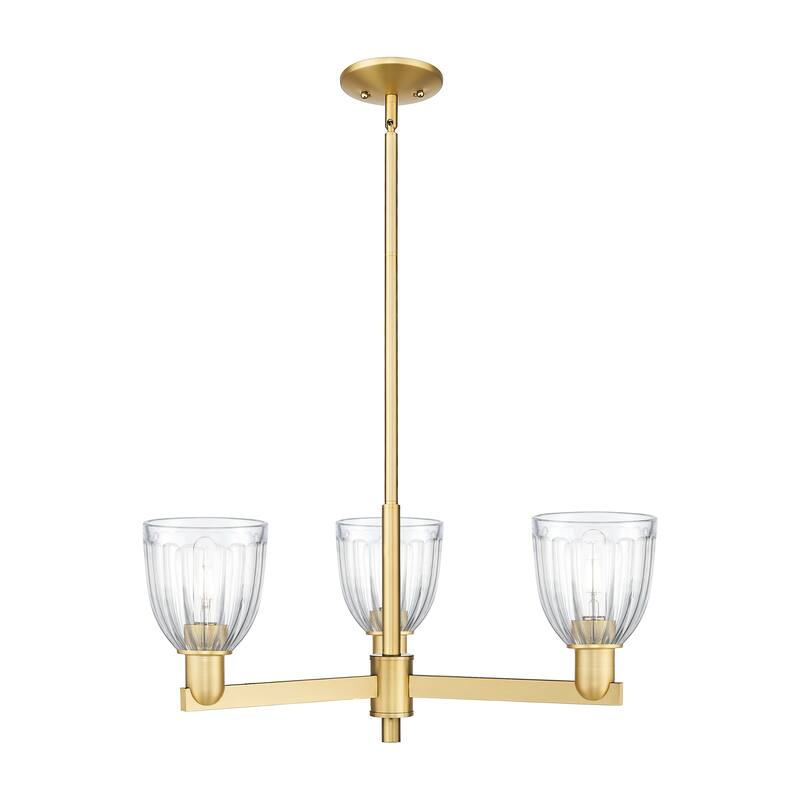 Innovations Lighting Endless Possibilities Arcadia - Brookfield - 3 Light 28" Stem Hung Chandelier - Clear/Satin Gold
