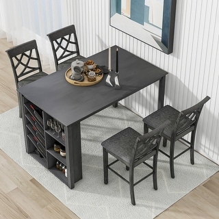 5-piece Solid Wood Dining Table Set - Bed Bath & Beyond - 39655403