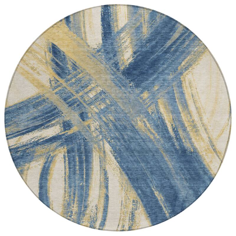 Machine Washable Indoor/ Outdoor Abstract Brushstroke Chantille Rug