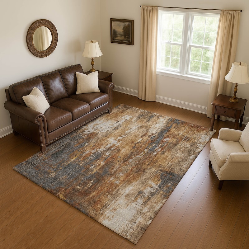 Premium Washable Super Soft Abstract Ombre Mayfield Rug - Rust - 9' x 12'