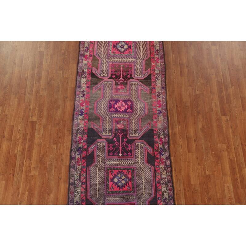 Meshkin Persian Antique Runner Rug Handmade Wool Carpet - 3'7" x 10'6"